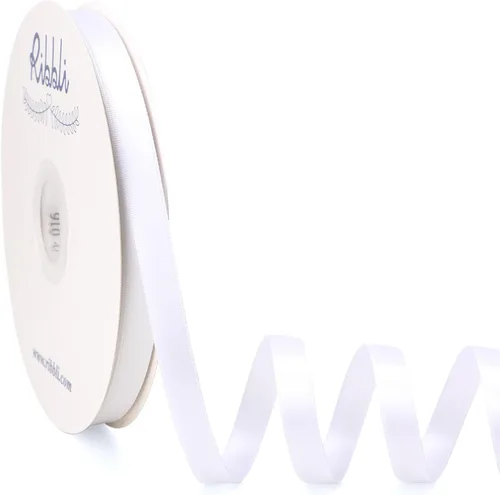 Miniatura 38 de Ribbli - Cinta de satén azul polvoriento de doble cara, 1 pulgada x 50 yardas continuas - Cinta de satén azul polvoriento para envoltura de regalos