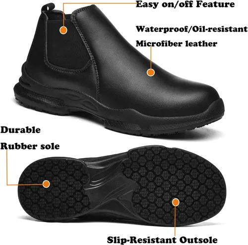 Miniatura 6 de PJZHJ Zapatos Antideslizantes para Hombres, Resistente al Aceite y al Agua, Zapatos de Chef Cómodos, Zapatos de Trabajo Antideslizantes para Cocina