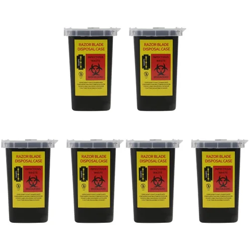 6 unids Handy Cutter Bank Barber Container Factory Razors Shop Bank Use Waste Safe Barbershop Cutter 3 piezas de color negro