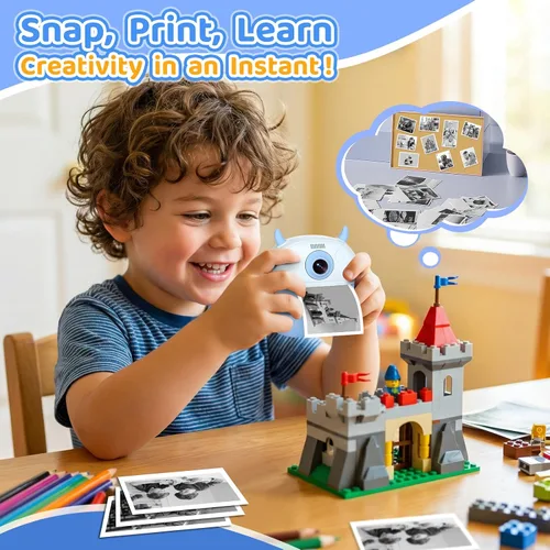 Miniatura 3 de Cámara de impresión instantánea para niños, regalo de cumpleaños para niños de 3 a 12 años, cámara digital selfie con video de 1080P y pantalla