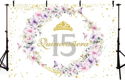 Miniatura 3 de SENDY Telón de fondo de quinceañera de 10 x 7 pies para niña, México, 15 años, suministros de fiesta de cumpleaños para niñas, fondos de fotografía