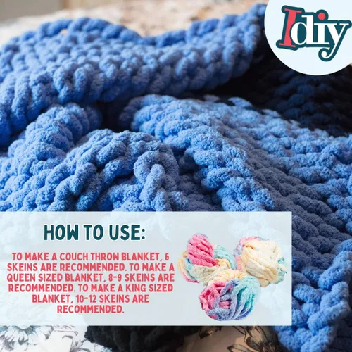 Miniatura 3 de iDIY - Paquete de 3 madejas de hilo grueso (72 yardas), color rosa claro, hilo de felpilla esponjoso perfecto para mantas suaves y de bebé, tejer