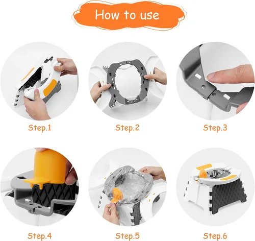Miniatura 6 de Asiento de entrenamiento portátil para niños pequeños, inodoro plegable para niños, inodoro plegable para niños, orinal de viaje para automóvil