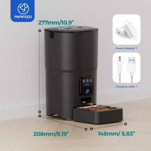 Miniatura 9 de PAPIFEED Comedero automático para gatos con cámara, 1080P HD y visión nocturna, dispensador de comida para gatos de 6 litros con aplicación