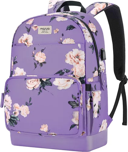 Miniatura 8 de MOSISO Mochila para laptop de 15.6 a 16 pulgadas para mujer, bolsa de poliéster antirrobo, elegante, informal, con correa de equipaje y puerto