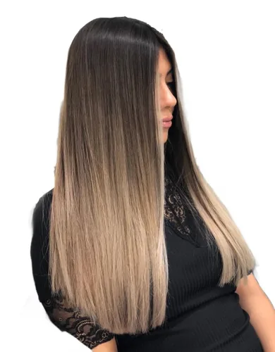 Miniatura 12 de Tressmatch 16 pulgadas (18 pulgadas) Remy extensiones de cabello humano clip en ombre apagado Negro/Medio/Castaña café Full Head Volumen Set 9
