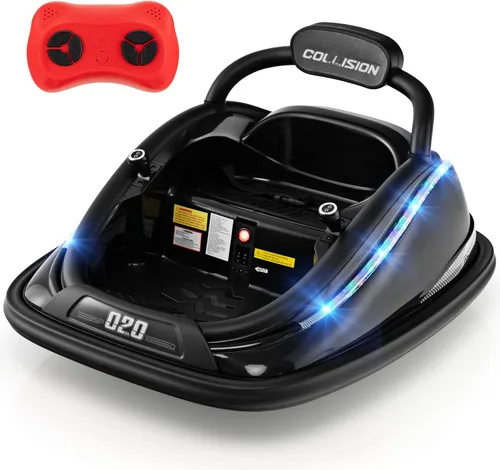 OLAKIDS Coche chocador para niños pequeños, juguete eléctrico de 12V para niños con control remoto, vehículo a batería para bebé, rotación de 360