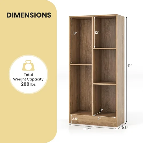 Miniatura 3 de Costzon 5-Cube Kids Bookshelf, 41” Tall Wooden Toy Storage Organizer for Books Toys, 3-Tier Storage Cabinet, Bookcase for Kids Room, Playroom