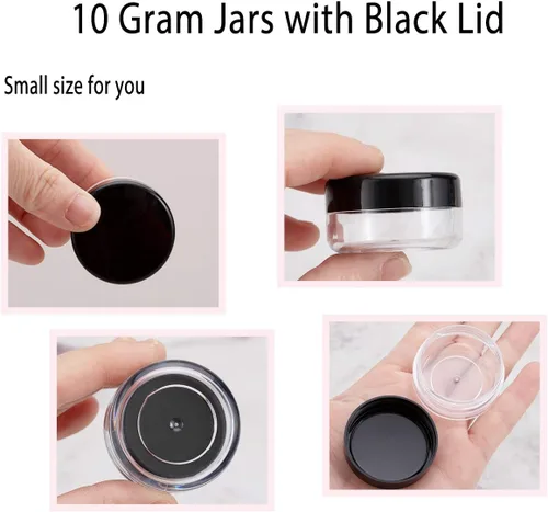 Miniatura 3 de Contenedor de muestra de 10 gramos con tapas, 10 paquetes de tarros de muestra, pequeño contenedor de viaje cosmético para maquillaje, loción