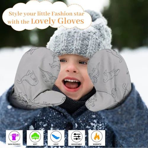 Miniatura 16 de Manoplas con forro polar para bebés, niños y niñas, guantes de invierno para niños pequeños, paquete de 2 pares