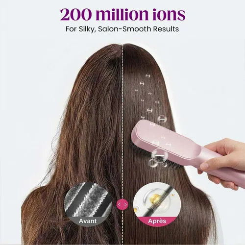 Miniatura 6 de Go Brush para cabello corto, cepillo inalámbrico para alisar el cabello con calentamiento rápido de 30 segundos, 4 niveles de calor ajustables