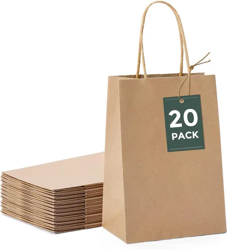 Miniatura 26 de GSSUSA Bolsas de regalo negras de 5.25 x 3.75 x 8 pulgadas, 100 unidades, bolsa para el día de San Valentín, bolsas de papel negro con asas a