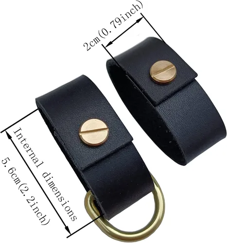 Miniatura 2 de Paquete de 2 protectores de cinturón de cuero + 1 llavero con hebillas de latón macizo, protectores de cinturón de cuero para hombres y mujeres