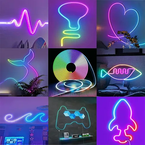 Miniatura 2 de Tira de luces LED de neón USB de 9.8 pies, tira de luces LED RGB IC inteligentes para dormitorio, tira de luz de neón LED de sincronización
