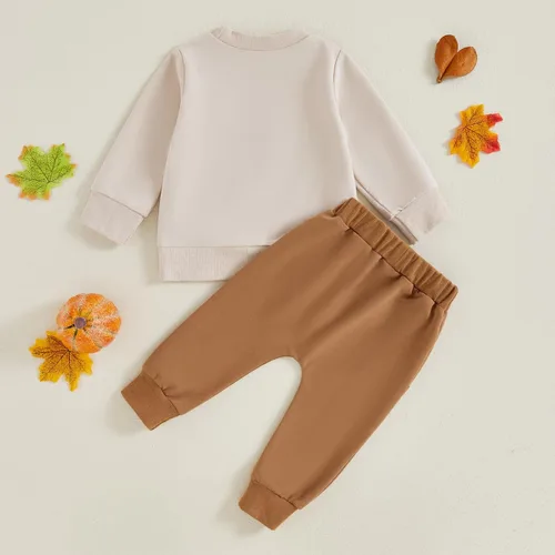 Miniatura 241 de Adobabirl Conjunto de sudadera y pantalones de Halloween para bebé, sudadera y pantalones con parche de calabaza para Halloween, otoño, ropa de bebé