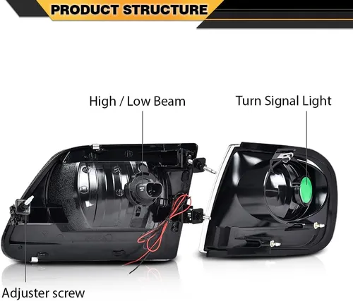 Miniatura 2 de CNNELL Juego de faros LED DRL estilo fábrica y luces de estacionamiento de esquina compatibles con F150 Expedition 1997-2002/Ford F150 Lente