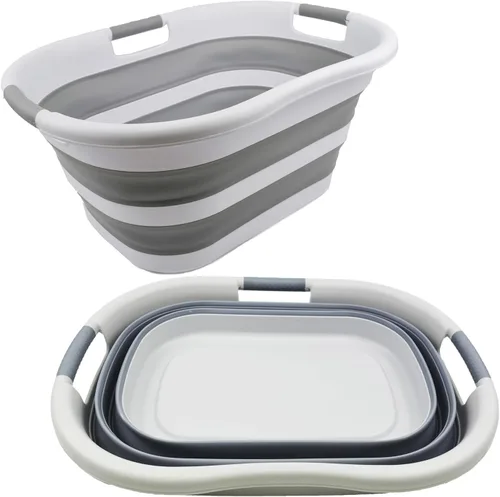 Miniatura 2 de SAMMART Cesta plegable de plástico para la ropa sucia de 40 L (10.5 galones), contenedor de almacenamiento plegable y organizador, tina de lavado