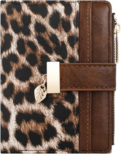 Miniatura 13 de Billetera pequeña para mujer, plegable, de piel suave, tarjetero con ventana de identificación, con cremallera, bolsillo para monedas, carteras