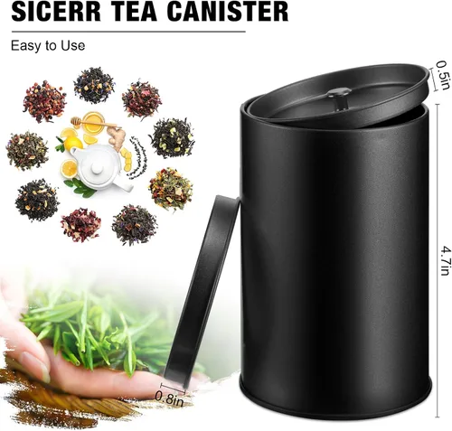 Miniatura 2 de Irenare 20 Pack Tea Canisters for Loose Tea Tin Canister with Airtight Double Lids 16 oz Metal Coffee Cans Empty Small Round Kitchen Container for