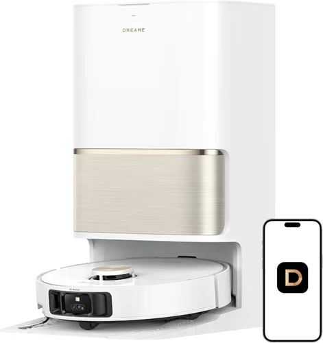 DREAME L50 Ultra Robot Aspiradora y Trapeadora Blanca, Succión de 19,500Pa, con Autovaciado y Limpieza Automática de la Mopa, Evitción Precisa de