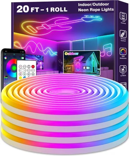 Miniatura 10 de LETIANPAI Luces de Cuerda de Neón de 15 Pies, Luces de Cuerda LED Flexibles con Control por App/Control Remoto, Múltiples Modos de Sincronización