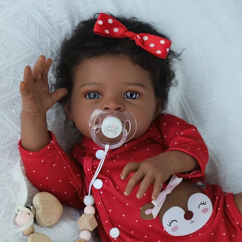 SCOM Muñecas Reborn de bebé niña negra - Muñeca recién nacida africana americana realista de 20 pulgadas, cuerpo suave y pesado con aspecto
