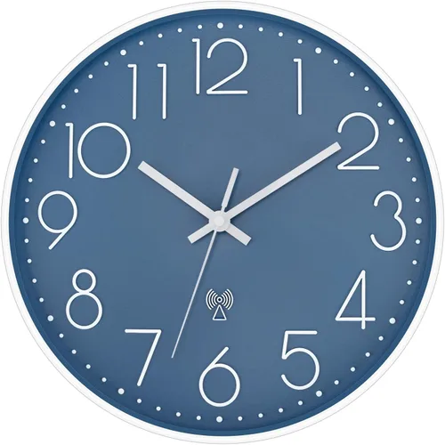 Miniatura 24 de Foxtop Reloj de pared negro de 12 pulgadas, silencioso, sin tictac, de cuarzo, funciona con pilas, reloj redondo fácil de leer para oficina, aula
