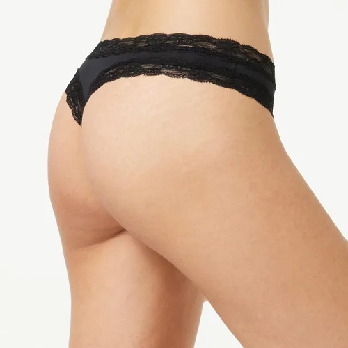 Miniatura 4 de Iris Lilly Womens Cotton and Lace Thong Underwear Pack of 5