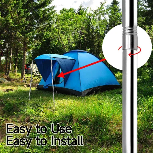 Miniatura 5 de SANLIKE Juego de 2 postes de lona de acero inoxidable, 6.6 pies de diámetro, resistente al agua, estilo tubo, camping, senderismo, mochilero