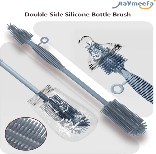 Miniatura 2 de Cepillo de silicona para botellas, doble cara con mango resistente, fácil de limpiar y cepillo sin arañazos para biberones, biberones deportivos