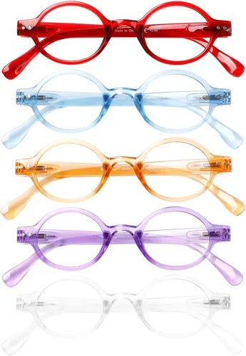 Miniatura 13 de Joschoo - Paquete de 5 gafas de lectura retro redondas, mini y pequeñas, cómodas para mujeres y hombres (5 mix-2, 1.0)