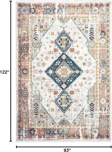 Miniatura 2 de Abani Alfombra de sala de estar gris y multicolor envejecida, 7 pies 9 pulgadas x 10 pies 2 pulgadas (8 x 10), estilo antiguo, no desprende pelusa