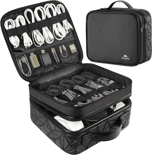 MATEIN Bolsa Organizadora de Cables, Almacenamiento Electrónico de Viaje Impermeable, Estuche de Transporte de Bolsas Tecnológicas Portátil a Prueba