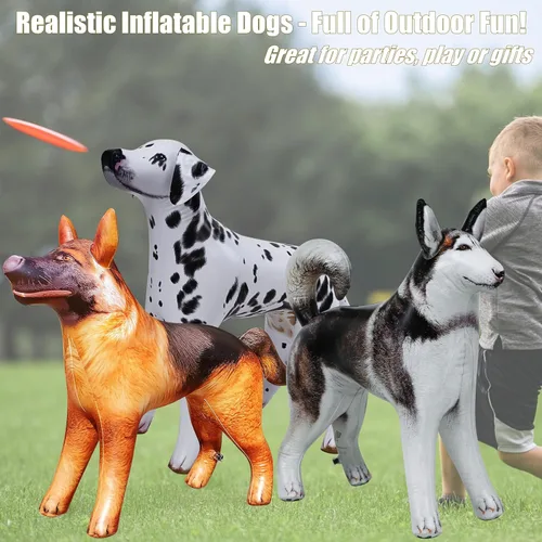 Miniatura 5 de Jet Creations Paquete de 3 inflables para perros – Husky, dálmata y pastor alemán (30 pulgadas de alto) – Decoración de Halloween y otoño