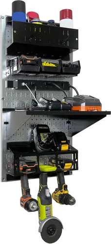 Miniatura 3 de Wall Control Kit organizador de almacenamiento de herramientas eléctricas, soporte para taladro inalámbrico, estación de carga, 16 x 32 pulgadas