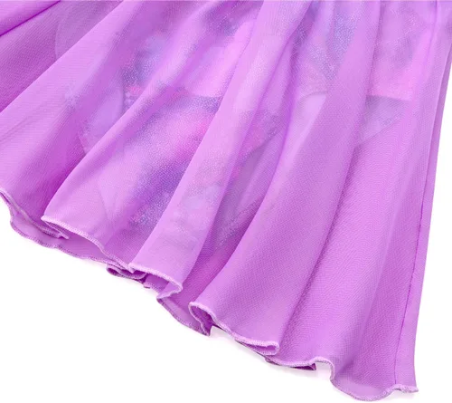 Miniatura 82 de EQSJIU Leotardo de baile de manga larga para niñas, vestido de ballet brillante con copo de nieve, tutú con falda tutú para niñas