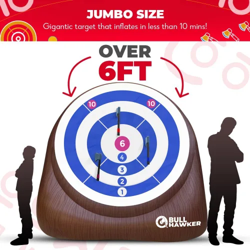 Miniatura 5 de Swooc Games - Bull Hawker Dardos de hacha gigante con más de 15 juegos Juego de lanzamiento de hachas para patio trasero con bomba de aire