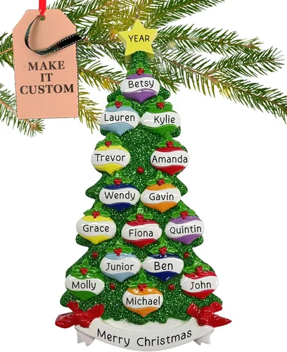 Miniatura 11 de Adorno Personalizado Grande para Familia de 10 Piezas 2025 Personalización Gratuita en 24h Adornos de Navidad para Árbol Recuerdo