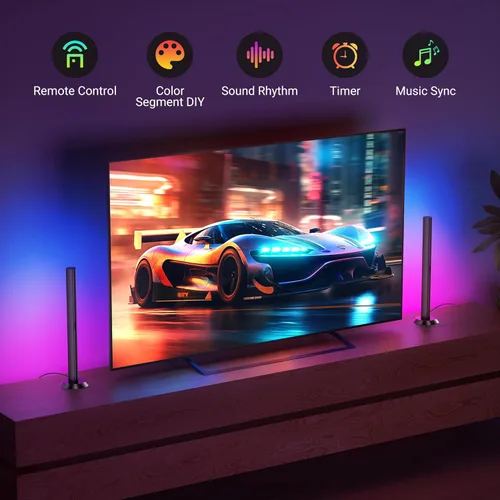 Miniatura 3 de TJOY Barras de luz inteligentes, luces de juegos para escritorio, 14 pulgadas, barra de luz RGB, retroiluminación de TV con sincronización de música