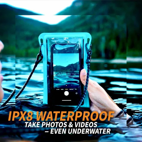 Miniatura 4 de Stash7 Funda impermeable para teléfono con cordón largo IPX8 Adventure Grade Bolsa seca para teléfono celular, compatible con iPhone 15 Pro Max