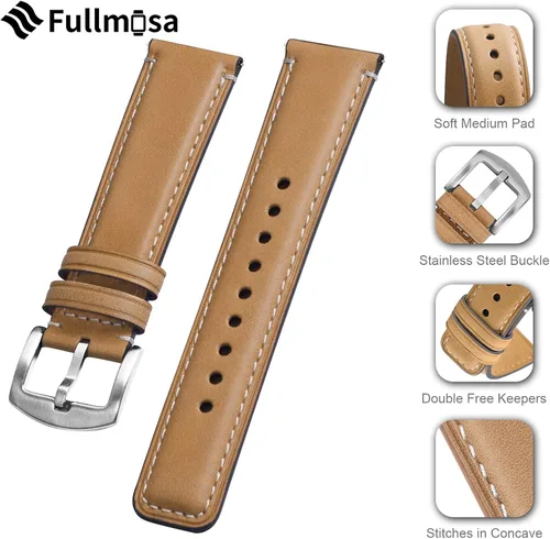 Miniatura 7 de Fullmosa Correa de reloj de liberación rápida de 0.866in, 0.787in, 0.709in, correas de cuero bruñido para Samsung Galaxy WatchHuaWei WatchGarmin