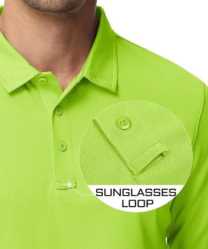 Miniatura 3 de MAGCOMSEN Camisas polo para hombre, 3 botones, secado rápido, manga larga, tácticas, camisa de golf
