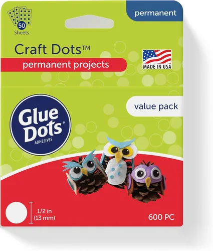 Glue Dots, Paquete económico de puntos para manualidades, doble cara, 1/2 pulgada, .5 pulgadas, 600 puntos, cinta de pegamento para manualidades,