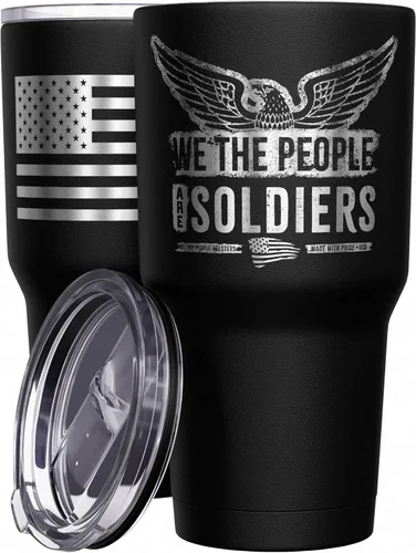 Miniatura 16 de We The People Holsters - Momma Bear - Vaso de café - Taza de viaje de café con bandera americana - Vaso grabado - Vaso termo doble - 30 onzas