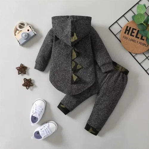 Miniatura 4 de Ropa para bebé niño pequeño, traje de otoño e invierno, manga larga, sudadera con capucha + pantalones, 2 piezas