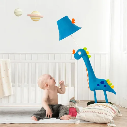 Miniatura 2 de HERBESTBAY Lámpara de pie para niños, diseño de dinosaurio azul, lámpara de pie moderna de 50 pulgadas para dormitorio, lámpara de pie cosida a mano