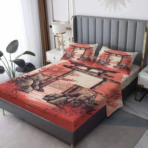 Miniatura 30 de Juego de sábanas tamaño individual: sábanas y fundas de almohada, sábanas y fundas de almohada, microfibra suave y bolsillo profundo y patrón sin