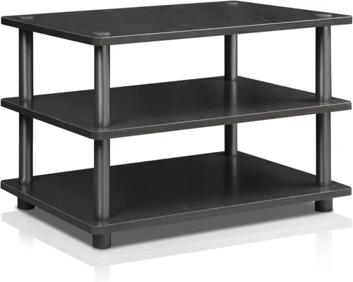 Miniatura 15 de Furinno Turn-N-Tube Soporte de TV, centro de entretenimiento de esquina de 3 niveles con estantes abiertos, consola de TV sin herramientas para TV