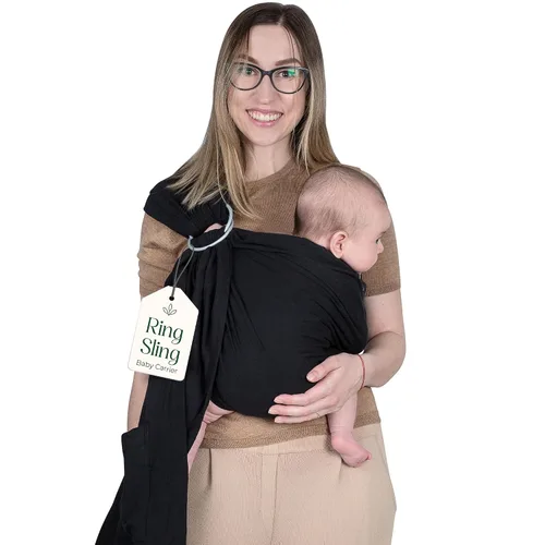 Miniatura 15 de Portabebés con Eslinga de Anillo - Probado en Laboratorio de EE. UU., 100% Algodón Muslin Natural, Eslinga de Anillo transpirable y ergonómica Beige