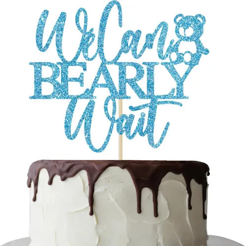 We Can Bearly Wait - Decoración para pasteles, oso de peluche, decoración de baby shower para niños, tema de oso de bebé, baby shower, revelación de